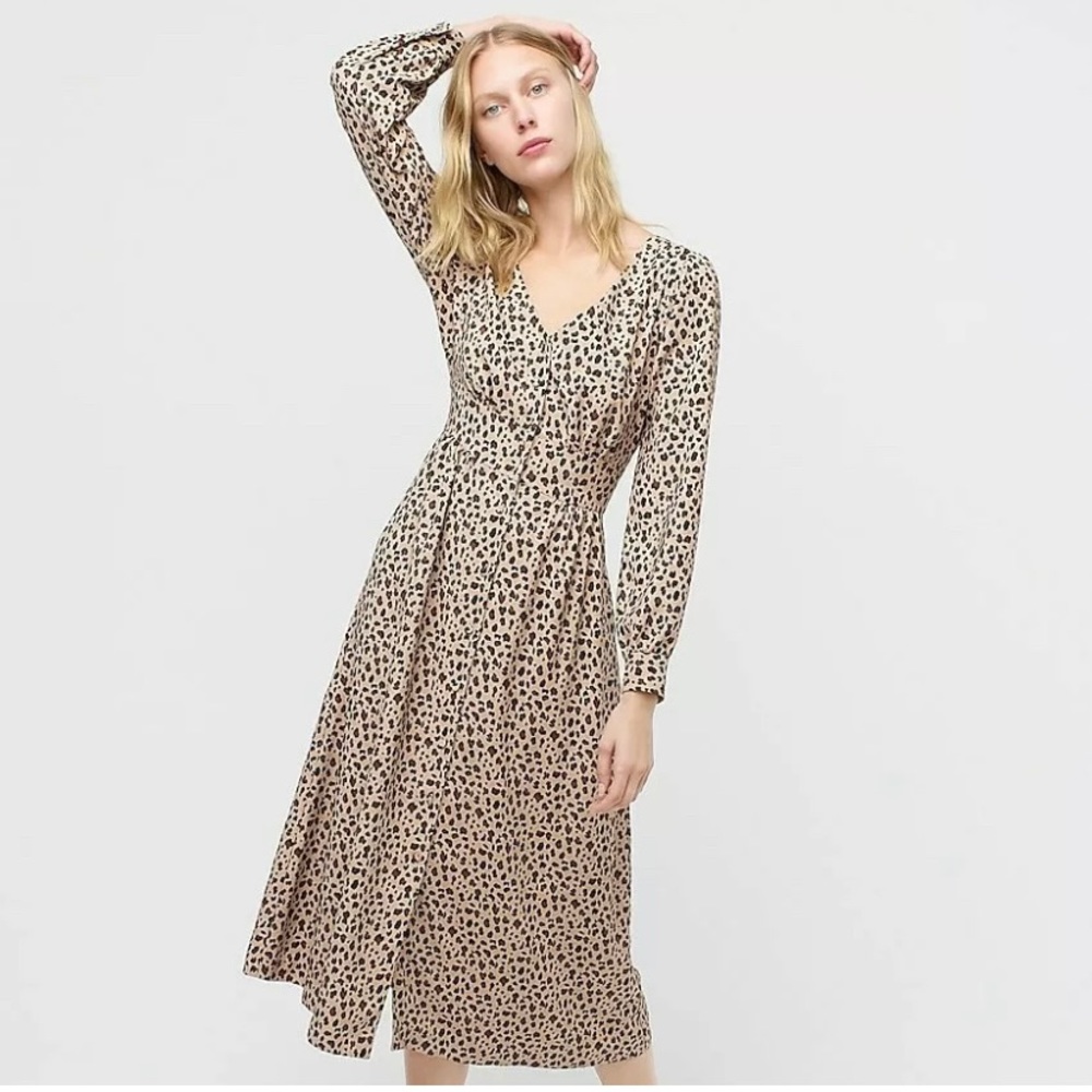 J Crew Leopard Print Button Down A-Line Dress - image 2